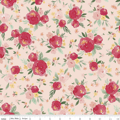 34" End of Bolt - FLANNEL Baby Girl Floral F11440 Pink - Riley Blake Designs - Juvenile Flowers - FLANNEL Cotton Fabric