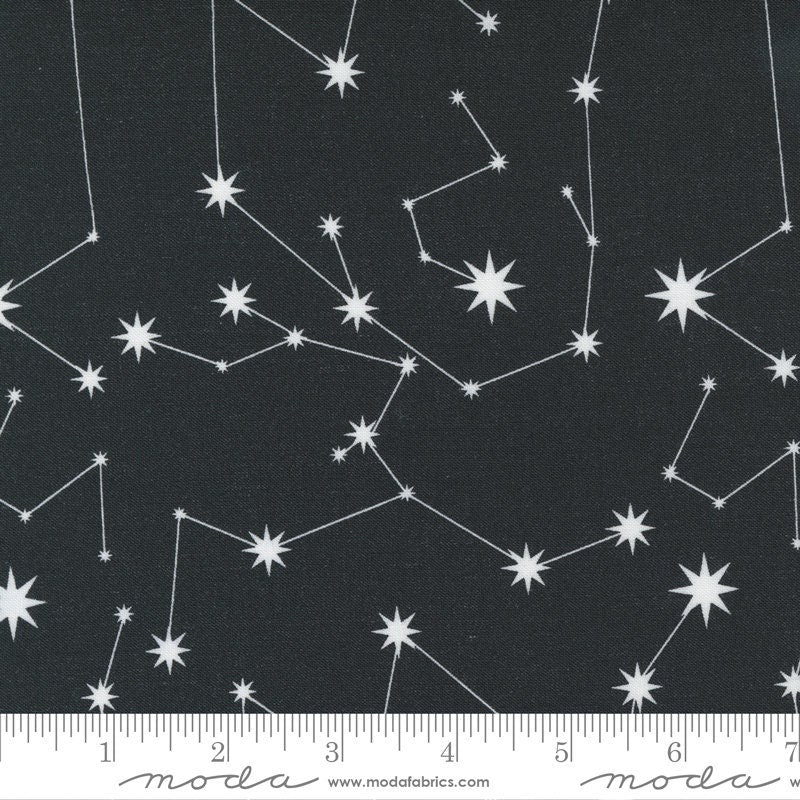 30" End of Bolt - SALE Nocturnal Constellation 48333 Night - Moda Fabrics - Constellations Stars Off White on Black - Quilting Cotton Fabric