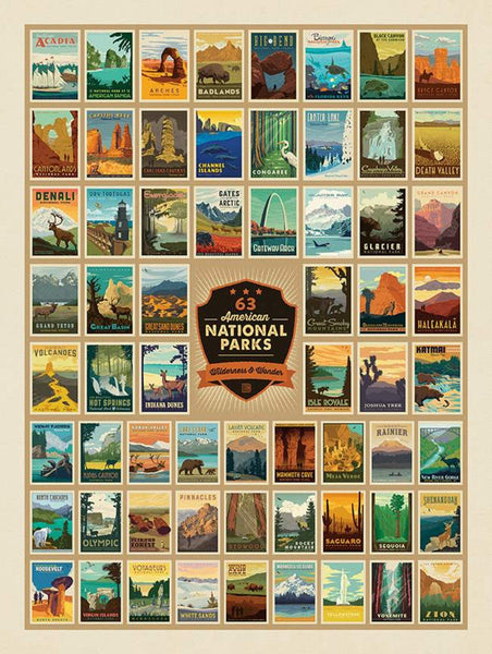 National Parks Wilderness Wonders LARGE Panel by Riley Blake Designs - Recreation 63 National Parks Posters - Quilting Cotton Fabric