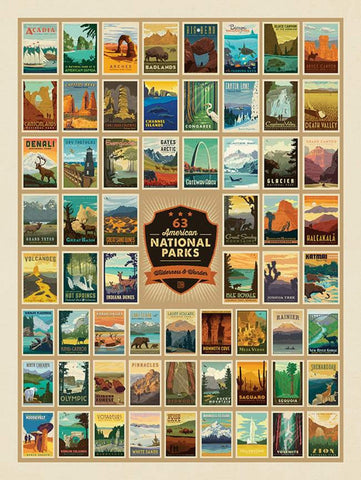 SALE National Parks Wilderness Wonders LARGE Panel by Riley Blake Designs - Recreation 63 National Parks Posters - Quilting Cotton Fabric