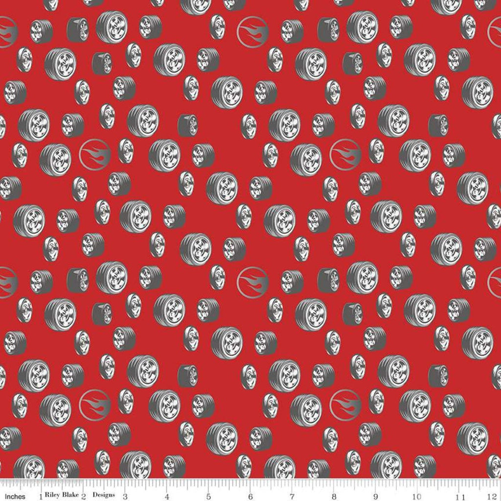 Hot Wheels Classic Tires C11483 Red - Riley Blake Designs - Juvenile Vintage Toys Toy Cars - Quilting Cotton Fabric -  Licensed Product