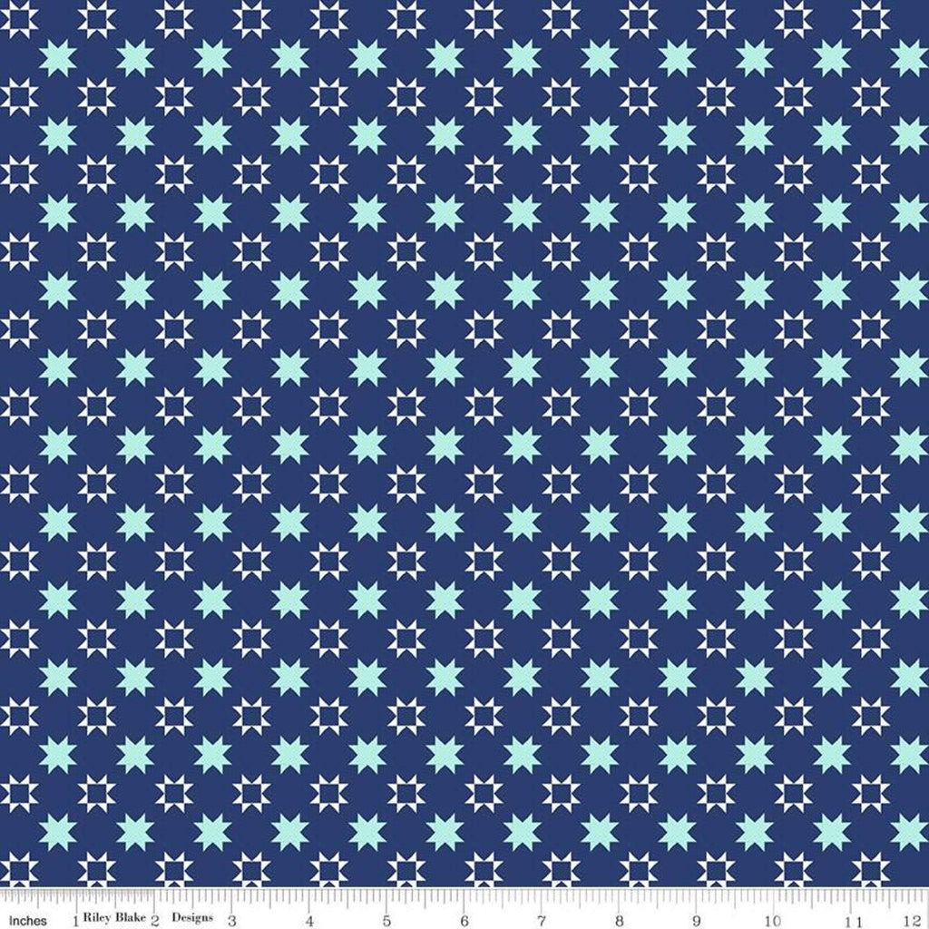 SALE Quilt Fair Quilty Stars C11356 Navy - Riley Blake Designs - Geometric Blue - Quilting Cotton Fabric