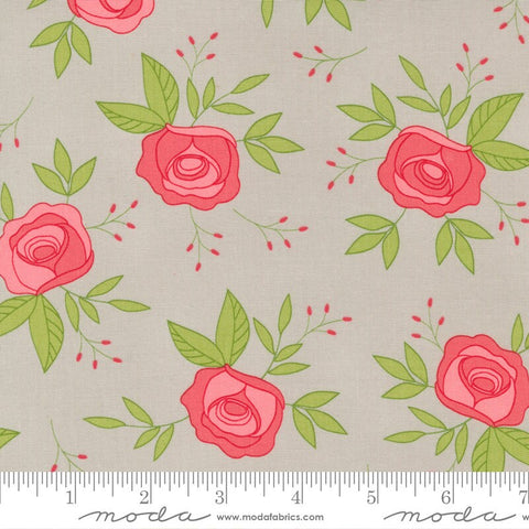 SALE Beautiful Day Wild Rose 29131 Stone - Moda Fabrics - Floral Flowers Gray Grey - Quilting Cotton Fabric