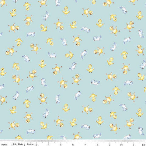 Easter Parade Chicks C11573 Sky - Riley Blake Designs - Baby Chicks Chickens Blue - Quilting Cotton Fabric