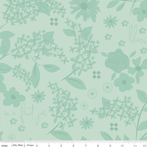 3 Yard Cut - SALE Adel in Spring WIDE BACK WB11431 Julep - Riley Blake - 107/108" Wide Floral Flowers Text Green - Quilting Cotton Fabric