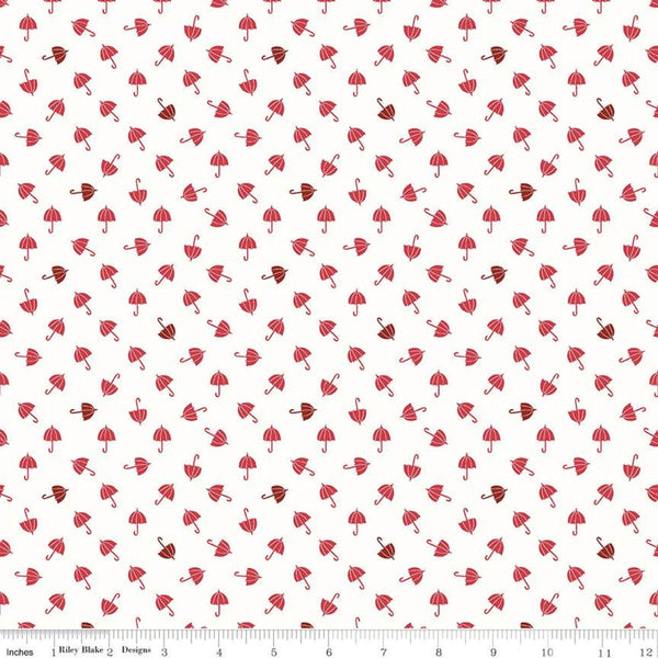 SALE Red Hot Umbrellas C11686 Cream - Riley Blake Designs - Umbrella - Quilting Cotton Fabric