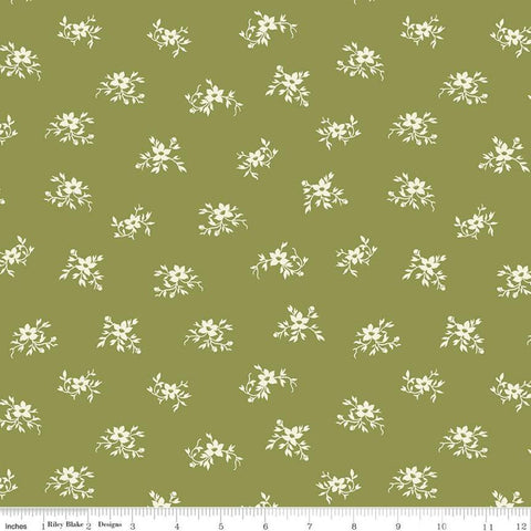 3 Yard Cut - Perennial WIDE BACK WB655 Olive - Riley Blake Designs - 107/108" Wide Floral Flowers Green - Quilting Cotton Fabric