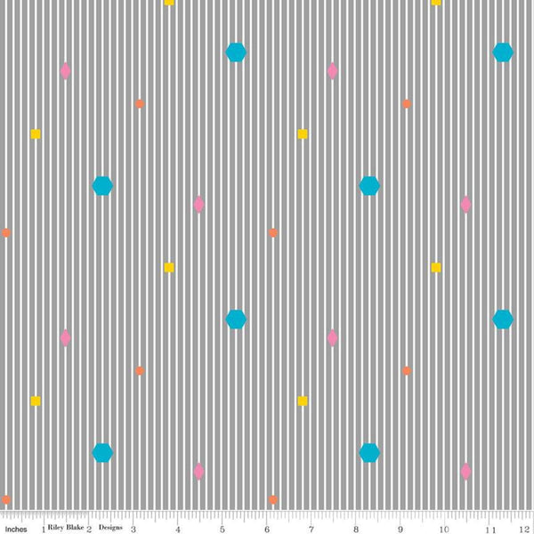 SALE Colour Wall Stripe C11591 Gray - Riley Blake Designs - Geometric Shapes Gray White Stripes Striped Color Wall - Quilting Cotton Fabric
