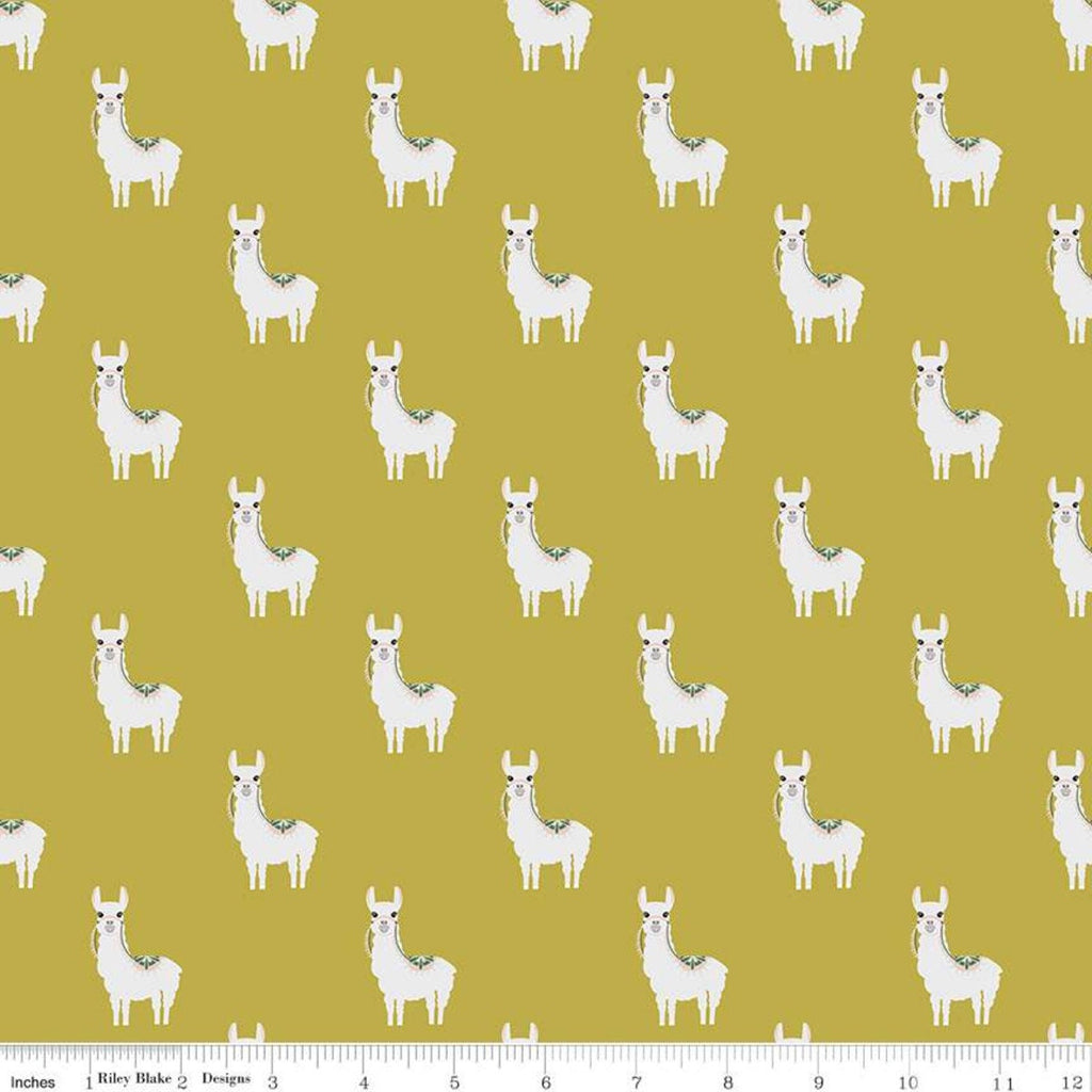 SALE Hibiscus Alpacas C11541 Citron - Riley Blake Designs - Alpaca Animal - Quilting Cotton Fabric