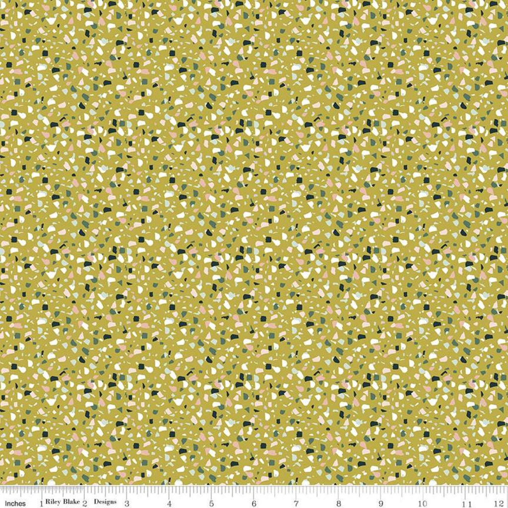 CLEARANCE Hibiscus Confetti C11545 Citron - Riley Blake Designs - Colored Splotches - Quilting Cotton Fabric