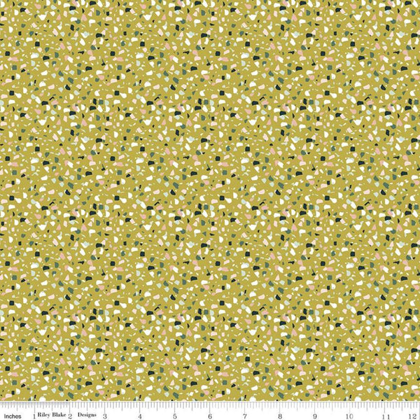 CLEARANCE Hibiscus Confetti C11545 Citron - Riley Blake Designs - Colored Splotches - Quilting Cotton Fabric