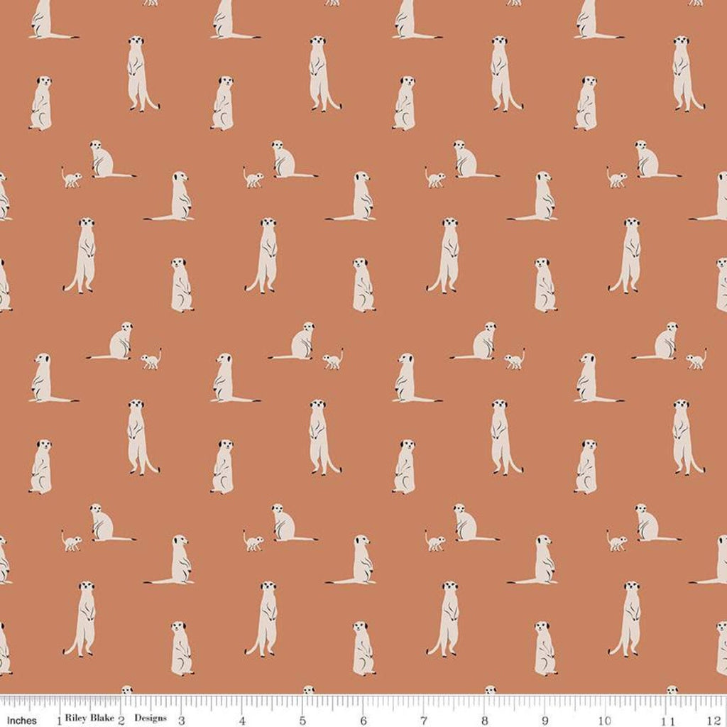 SALE The Waterhole Meerkat C11843 Rust - Riley Blake Designs - Meerkats Africa Savanna Animals - Quilting Cotton Fabric