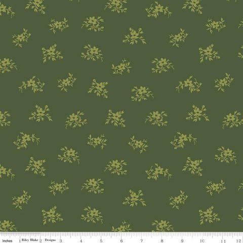 3 yard Cut - SALE Perennial WIDE BACK WB655 Hunter - Riley Blake Designs - 107/108" Wide Floral Flowers Green - Quilting Cotton Fabric