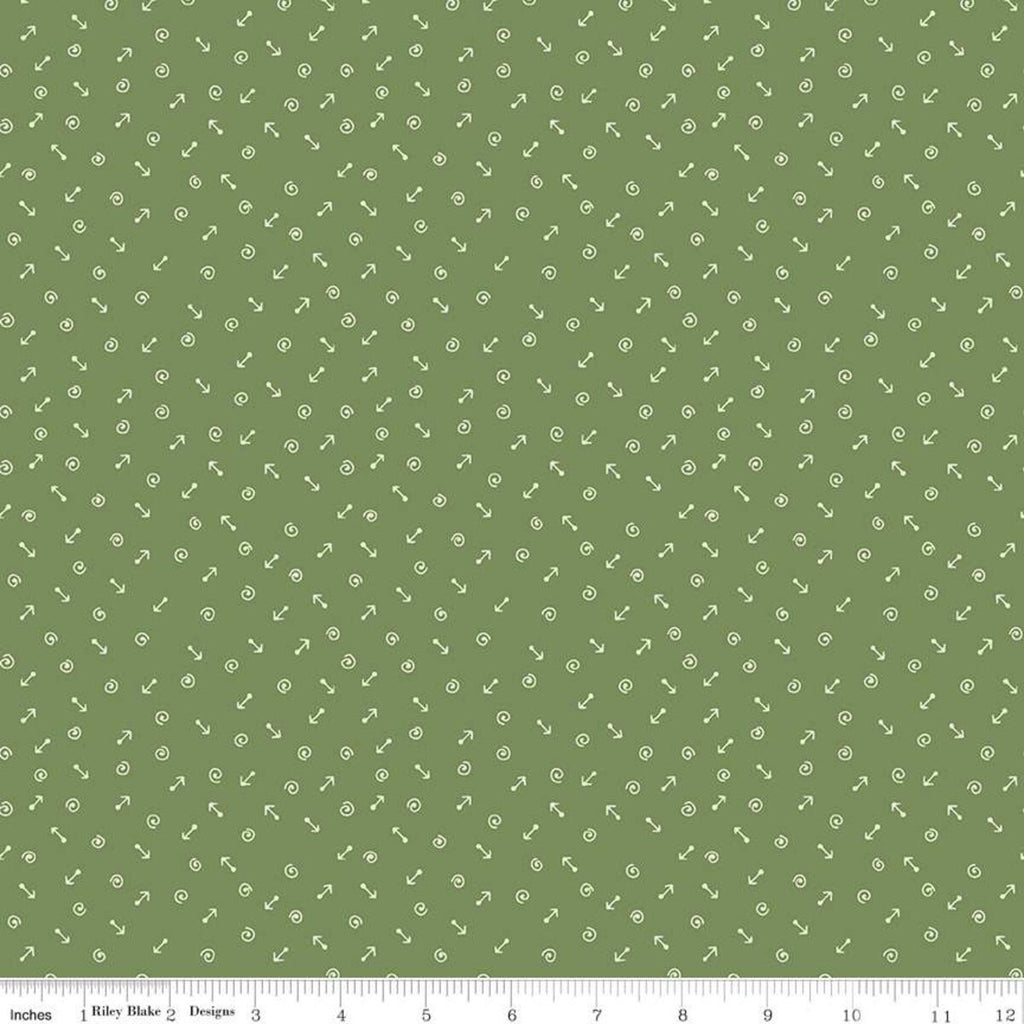 SALE On the Wind Geometric C11859 Clover - Riley Blake Designs - Arrows Swirls Green - Quilting Cotton Fabric