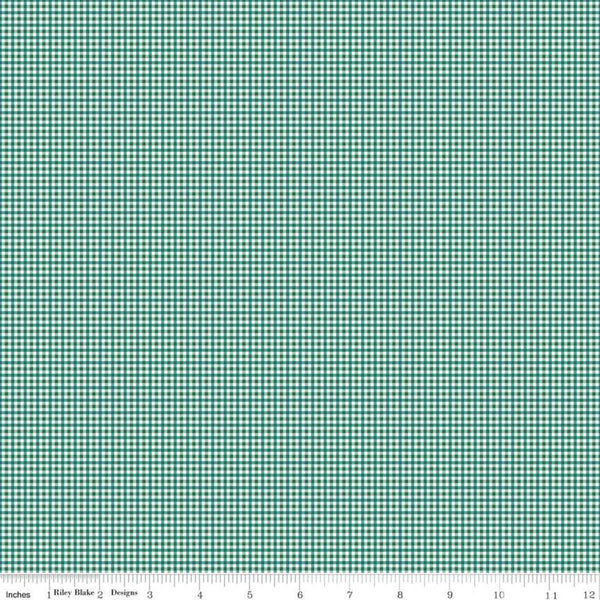SALE Bee Plaids Harvest C12025 Jade by Riley Blake Designs - Small PRINTED Gingham Check - Lori Holt - Quilting Cotton Fabric