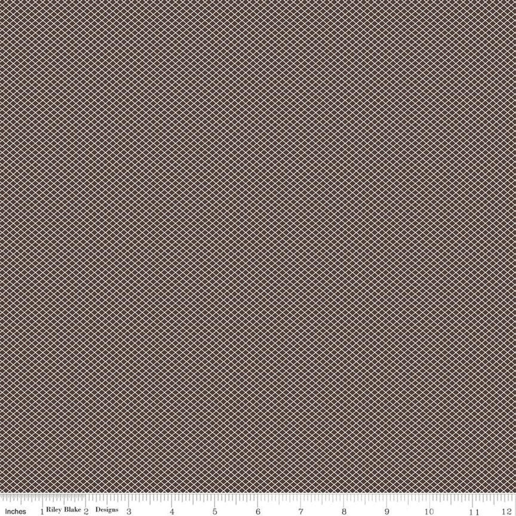 SALE Bee Plaids October C12026 Raisin by Riley Blake Designs - Tiny White Lattice Diagonal - Lori Holt - Quilting Cotton Fabric