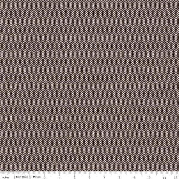 SALE Bee Plaids October C12026 Raisin by Riley Blake Designs - Tiny White Lattice Diagonal - Lori Holt - Quilting Cotton Fabric