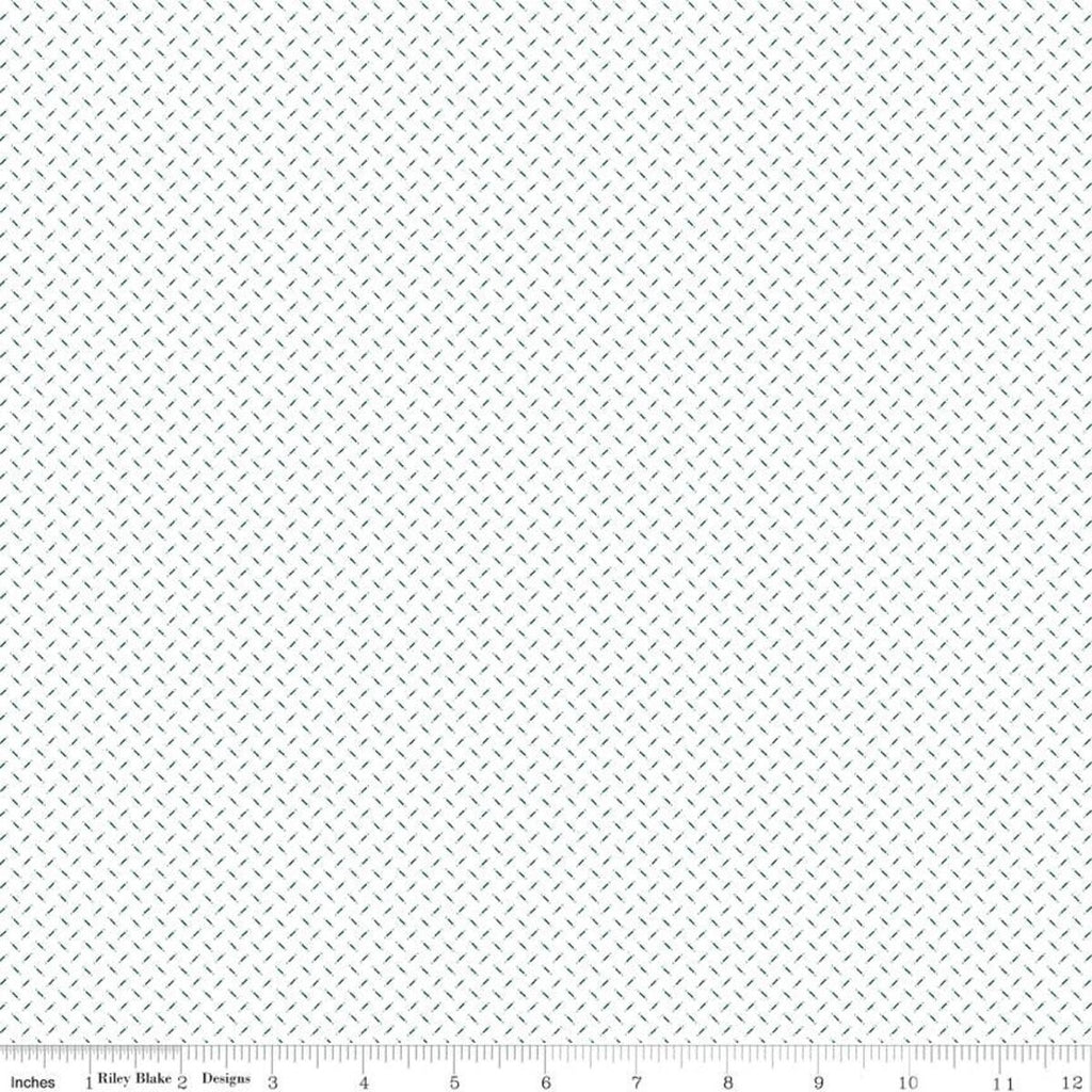 SALE Bee Plaids Lattice C12038 Jade by Riley Blake Designs - Dashes Dots on White - Lori Holt - Quilting Cotton Fabric