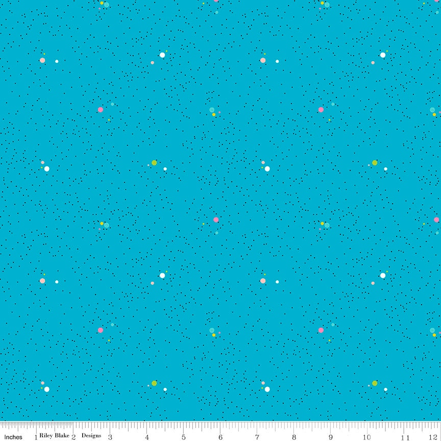 SALE Colour Wall Dots C11592 Turquoise - Riley Blake Designs - Polka Dot Dotted Color Wall Blue - Quilting Cotton Fabric