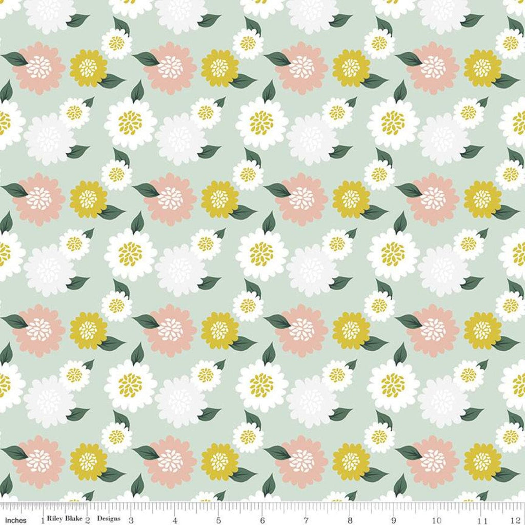 SALE Hibiscus Flowers C11543 Mint - Riley Blake Designs - Floral Green - Quilting Cotton Fabric