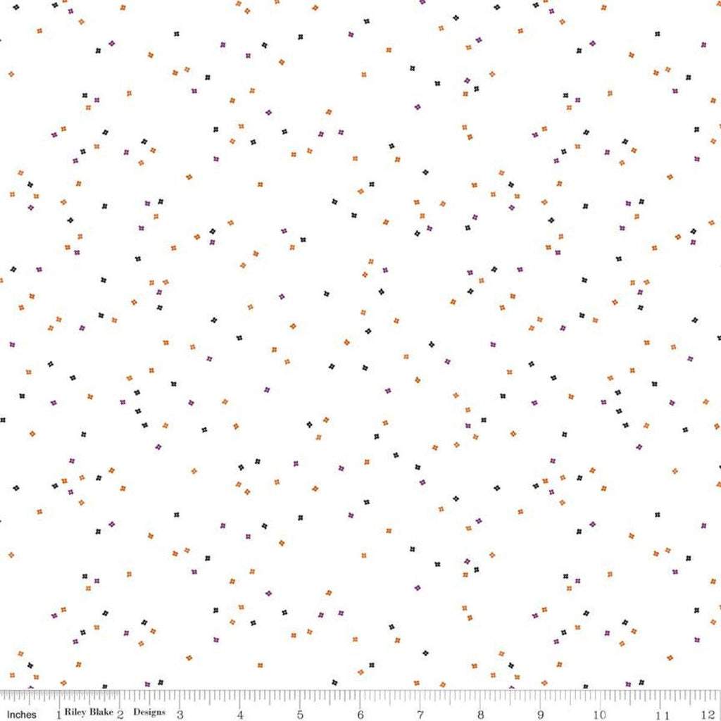 SALE Blossom on White C730 Trick-or-Treat by Riley Blake Designs - Floral Flowers Tiny Confetti Blossoms Halloween - Quilting Cotton Fabric