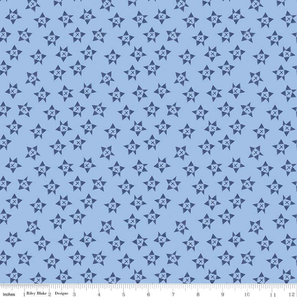 SALE Red White and Bang! Wonky Stars C11523 Blue - Riley Blake Designs - Patriotic Independence Day Star - Quilting Cotton Fabric