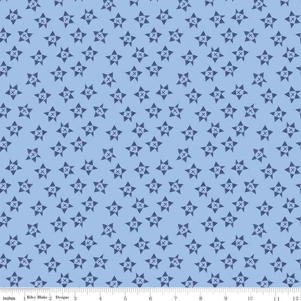 SALE Red White and Bang! Wonky Stars C11523 Blue - Riley Blake Designs - Patriotic Independence Day Star - Quilting Cotton Fabric