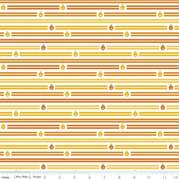 CLEARANCE Celebrate with Hershey Stripes C11984 White - Riley Blake Designs - Halloween Jack-o-Lanterns - Quilting Cotton Fabric