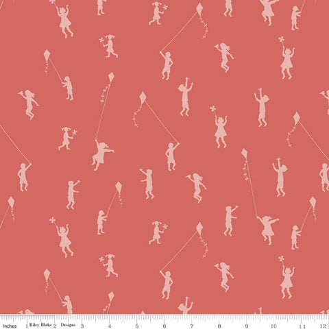 11" End of Bolt - CLEARANCE On the Wind Kids C11851 Rouge - Riley Blake Designs - Children Kites Pinwheels - Quilting Cotton Fabric