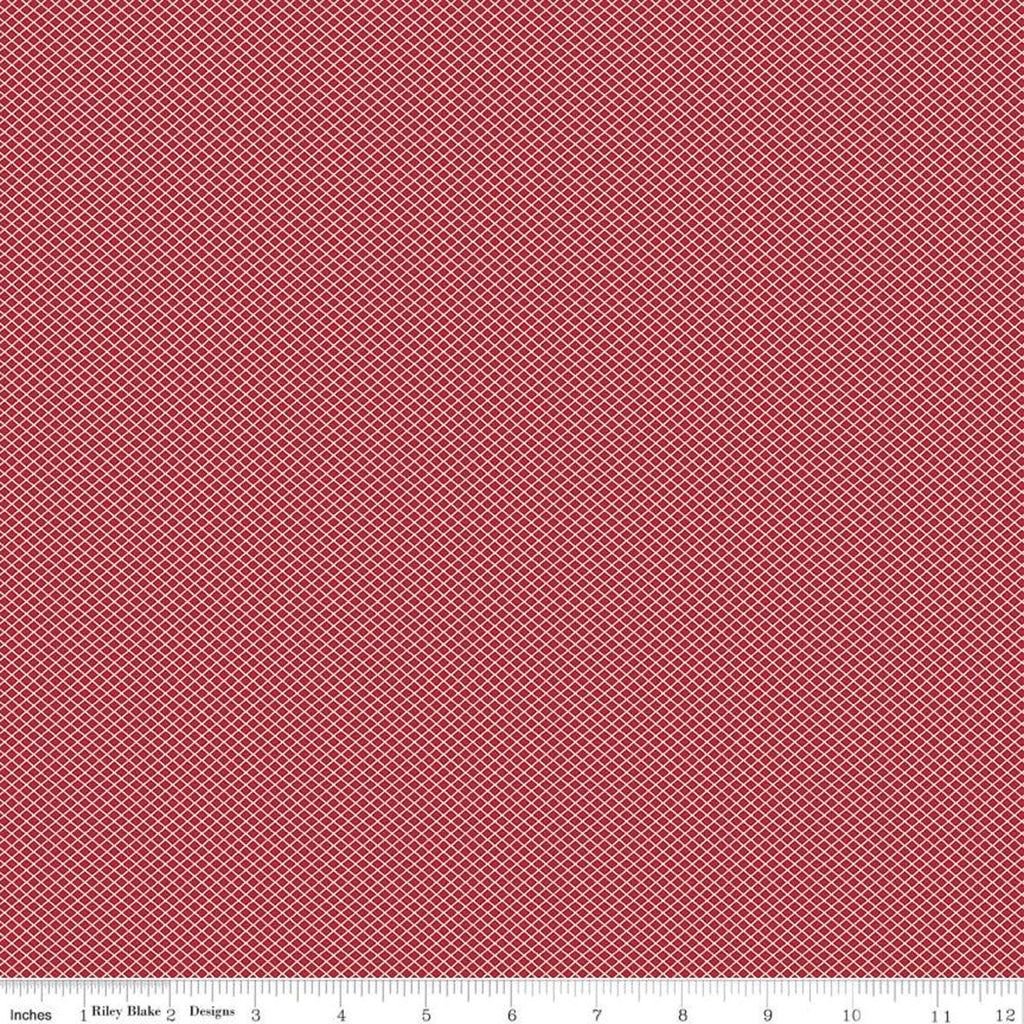 SALE Bee Plaids October C12026 Red by Riley Blake Designs - Tiny White Lattice Diagonal - Lori Holt - Quilting Cotton Fabric