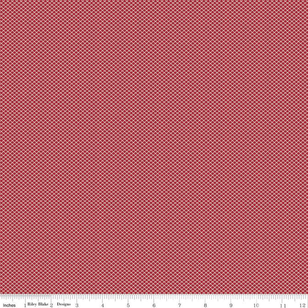 SALE Bee Plaids October C12026 Red by Riley Blake Designs - Tiny White Lattice Diagonal - Lori Holt - Quilting Cotton Fabric