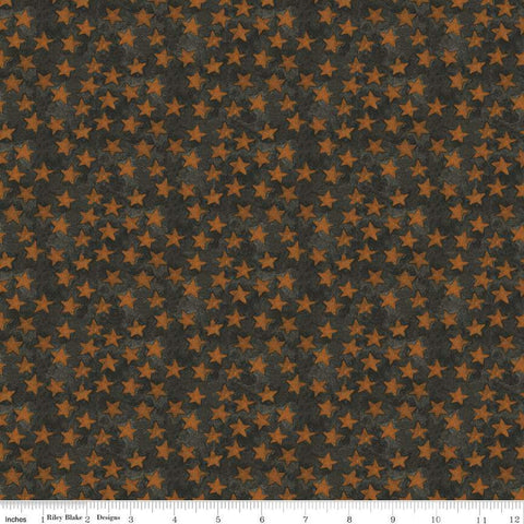 Halloween Whimsy Stars C11824 Black - Riley Blake Designs - Textured Background - Quilting Cotton Fabric