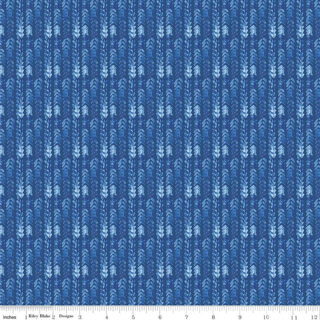 SALE Sunshine and Dewdrops Stripes C11976 Royal - Riley Blake Designs - Brush Strokes Striped Stripe Blue - Quilting Cotton Fabric