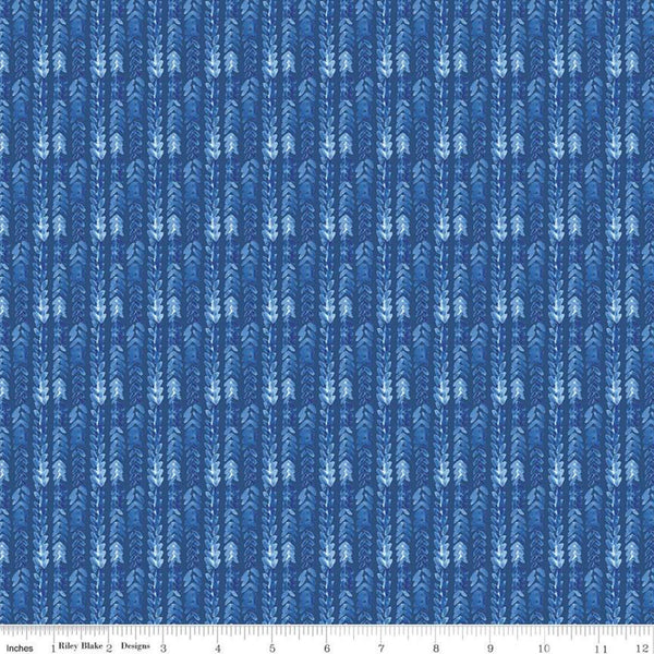 SALE Sunshine and Dewdrops Stripes C11976 Royal - Riley Blake Designs - Brush Strokes Striped Stripe Blue - Quilting Cotton Fabric