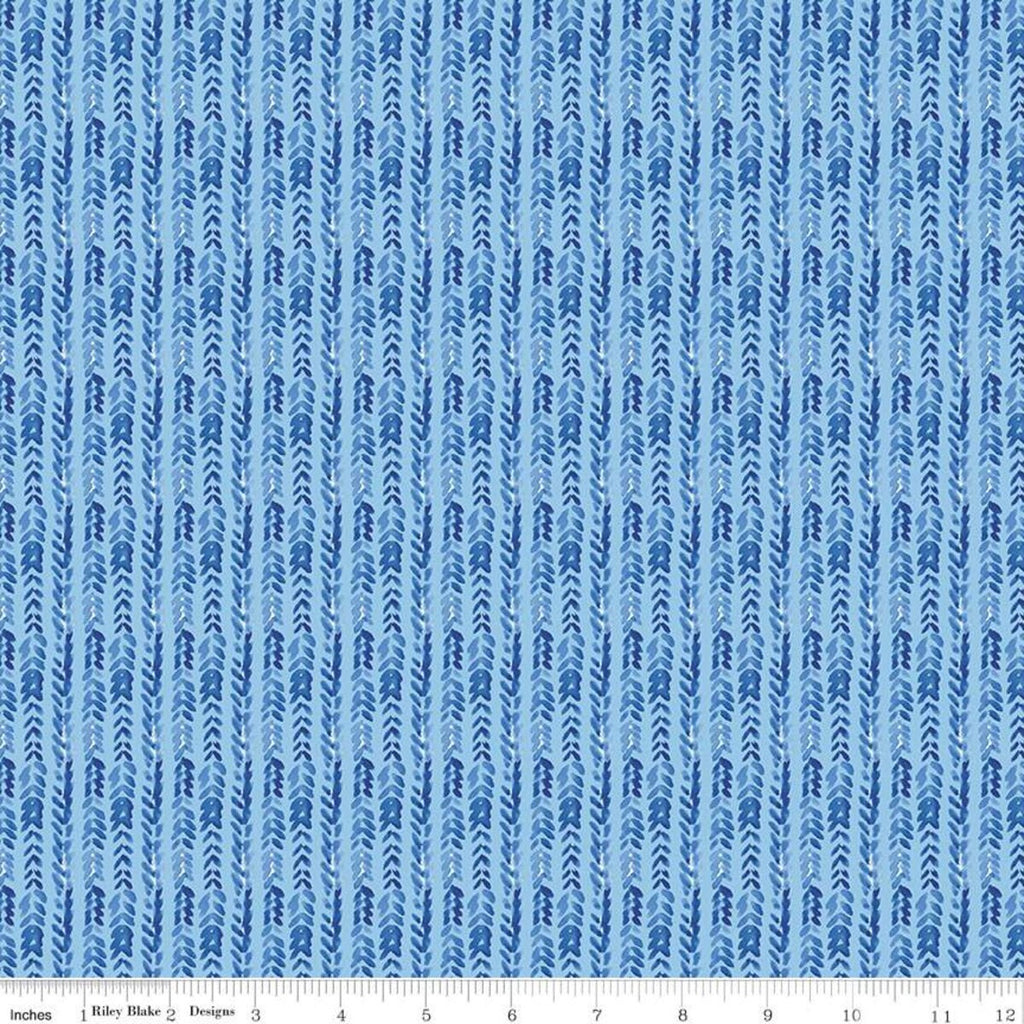 CLEARANCE Sunshine and Dewdrops Stripes C11976 Sky - Riley Blake Designs - Brush Strokes Striped Stripe Blue - Quilting Cotton Fabric