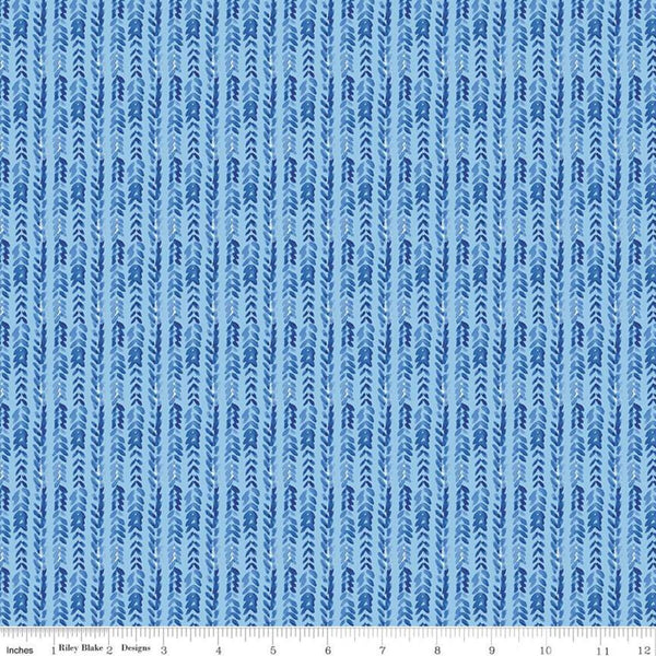 CLEARANCE Sunshine and Dewdrops Stripes C11976 Sky - Riley Blake Designs - Brush Strokes Striped Stripe Blue - Quilting Cotton Fabric