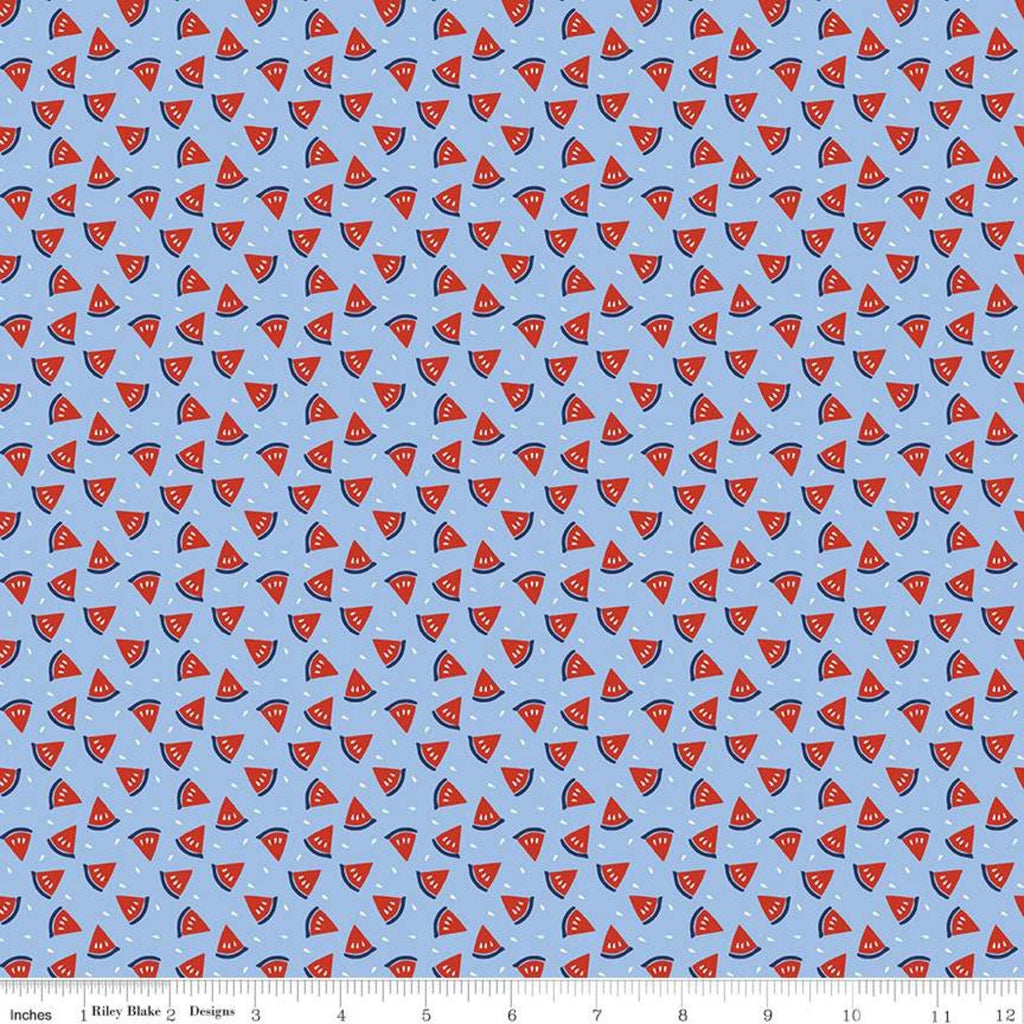 SALE Red White and Bang! Watermelon C11528 Blue - Riley Blake Designs - Patriotic Independence Day - Quilting Cotton Fabric