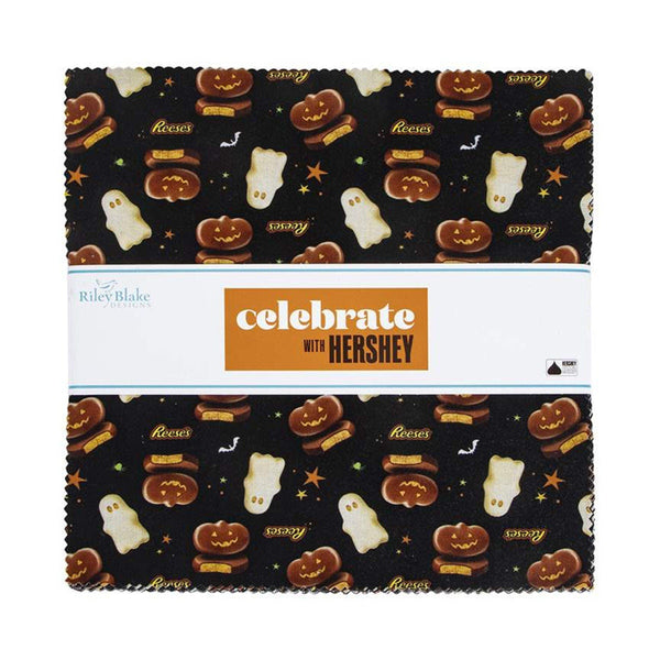 SALE Celebrate with Hershey Layer Cake 10" Stacker Bundle - Riley Blake - 42 piece Precut Pre cut - Halloween - Quilting Cotton Fabric