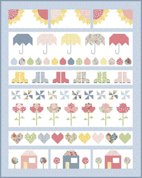 SALE Singing in the Rain Row-by-Row Quilt PATTERN P138 by Beverly McCullough - Riley Blake Designs - INSTRUCTIONS Only - Pieced