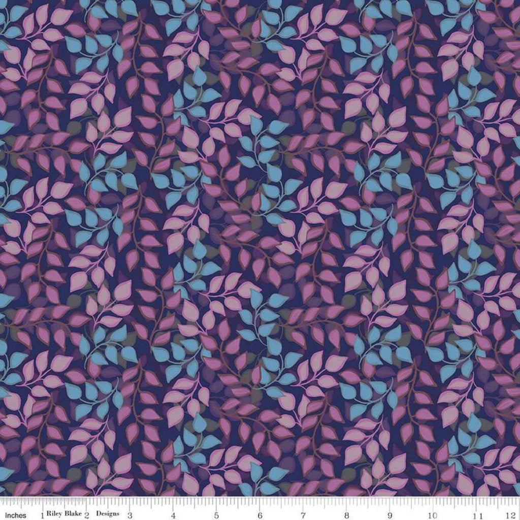 SALE Blissful Blooms Vines C11914 Navy - Riley Blake Designs - Leaves Blue - Quilting Cotton Fabric