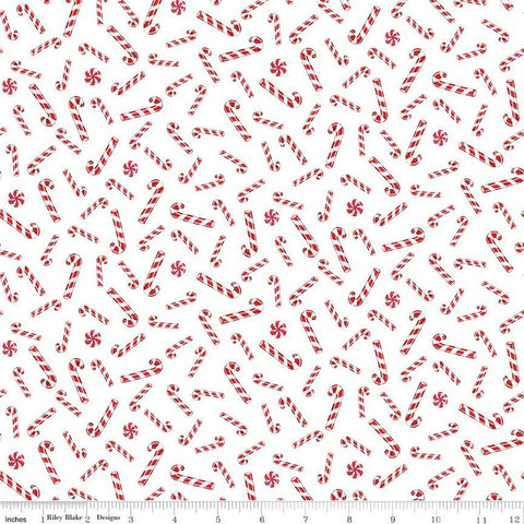 Christmas Joys Candy Canes C12252 White - Riley Blake Designs - Quilting Cotton Fabric