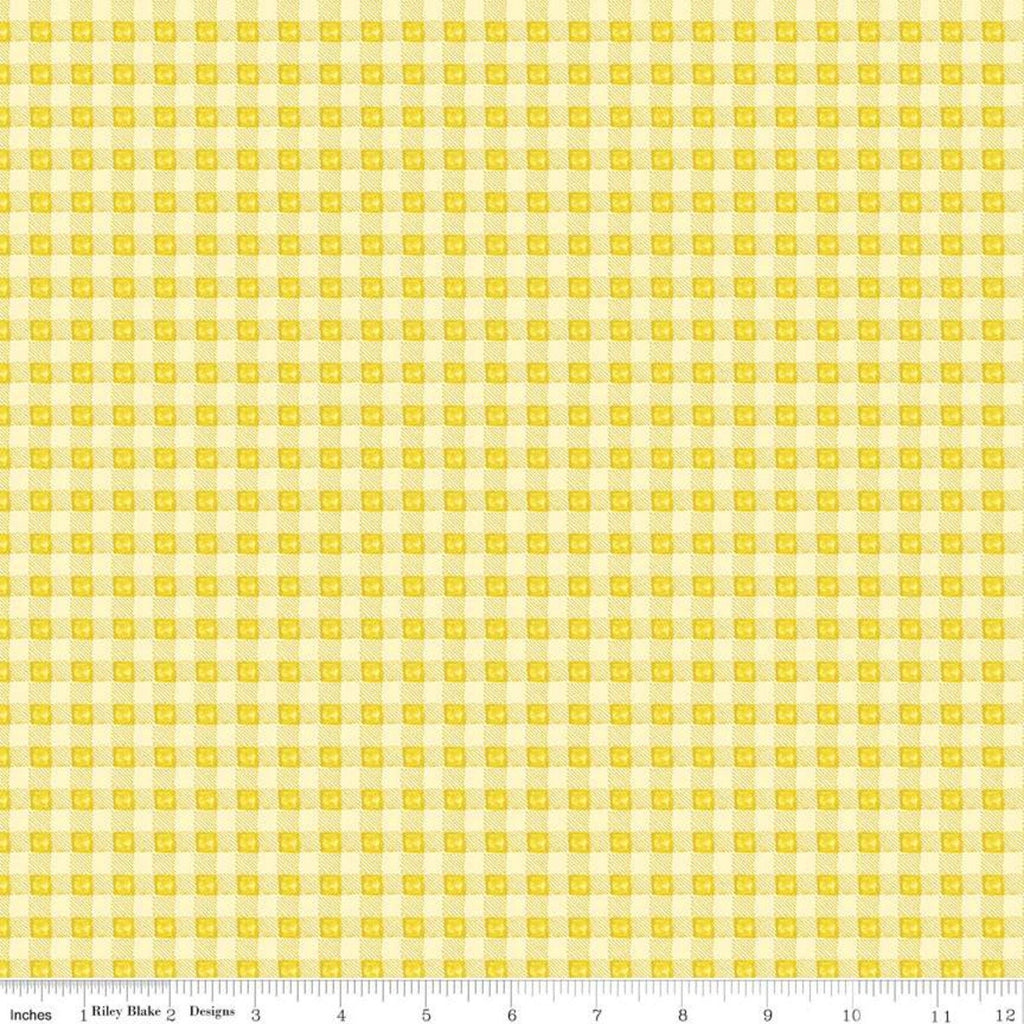 16" End of Bolt - SALE Sunshine and Dewdrops PRINTED Gingham C11977 Yellow - Riley Blake - Check Checks Checkered - Quilting Cotton Fabric