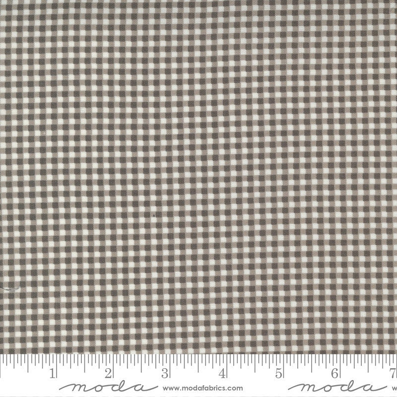 12" End of Bolt - SALE Seashore Drive Picnic Check 37626 Charcoal - Moda Fabrics - PRINTED Gingham Grey Off White - Quilting Cotton Fabric