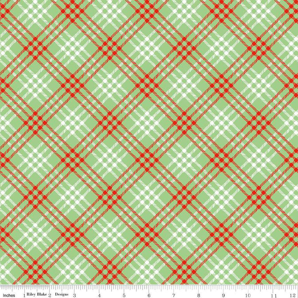 SALE Christmas Joys Plaid C12253 Green - Riley Blake Designs - Diagonal - Quilting Cotton Fabric