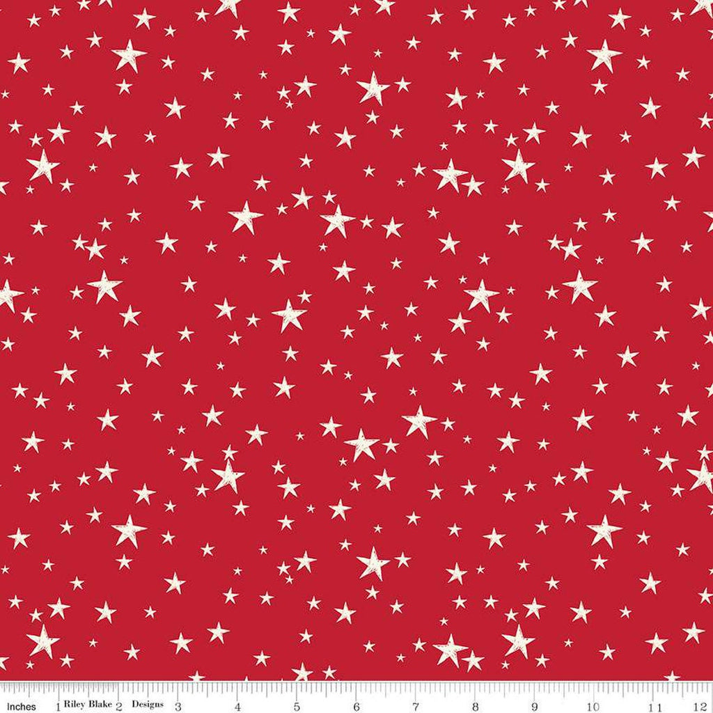 Old Fashioned Christmas Stars C12138 Red - Riley Blake Designs - Red Cream - Quilting Cotton Fabric