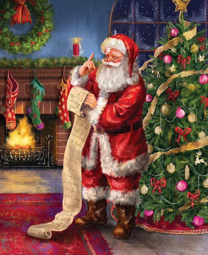 SALE Picture a Christmas Santa's List Panel PD12375 - Riley Blake Designs - DIGITALLY PRINTED Santa Tree Fireplace - Quilting Cotton Fabric
