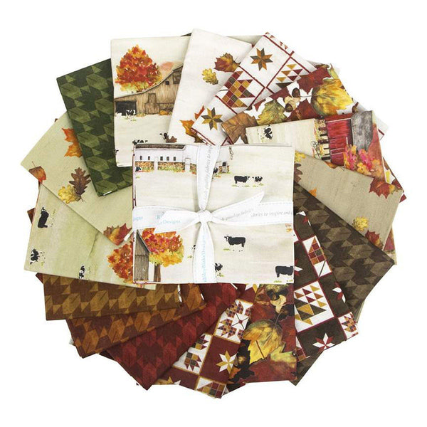 SALE Fall Barn Quilts Fat Quarter Bundle 16 pieces - Riley Blake Designs - Pre cut Precut - Autumn Barns - Quilting Cotton Fabric