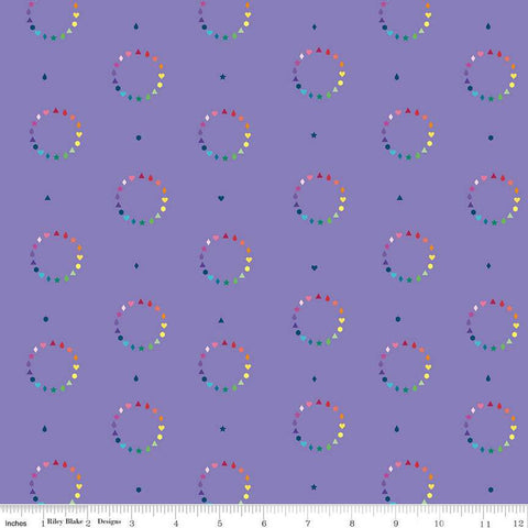 Fat Quarter End of Bolt Piece - CLEARANCE Imagine Color Wheel C12161 Purple - Riley Blake Designs -  Circles - Quilting Cotton Fabric
