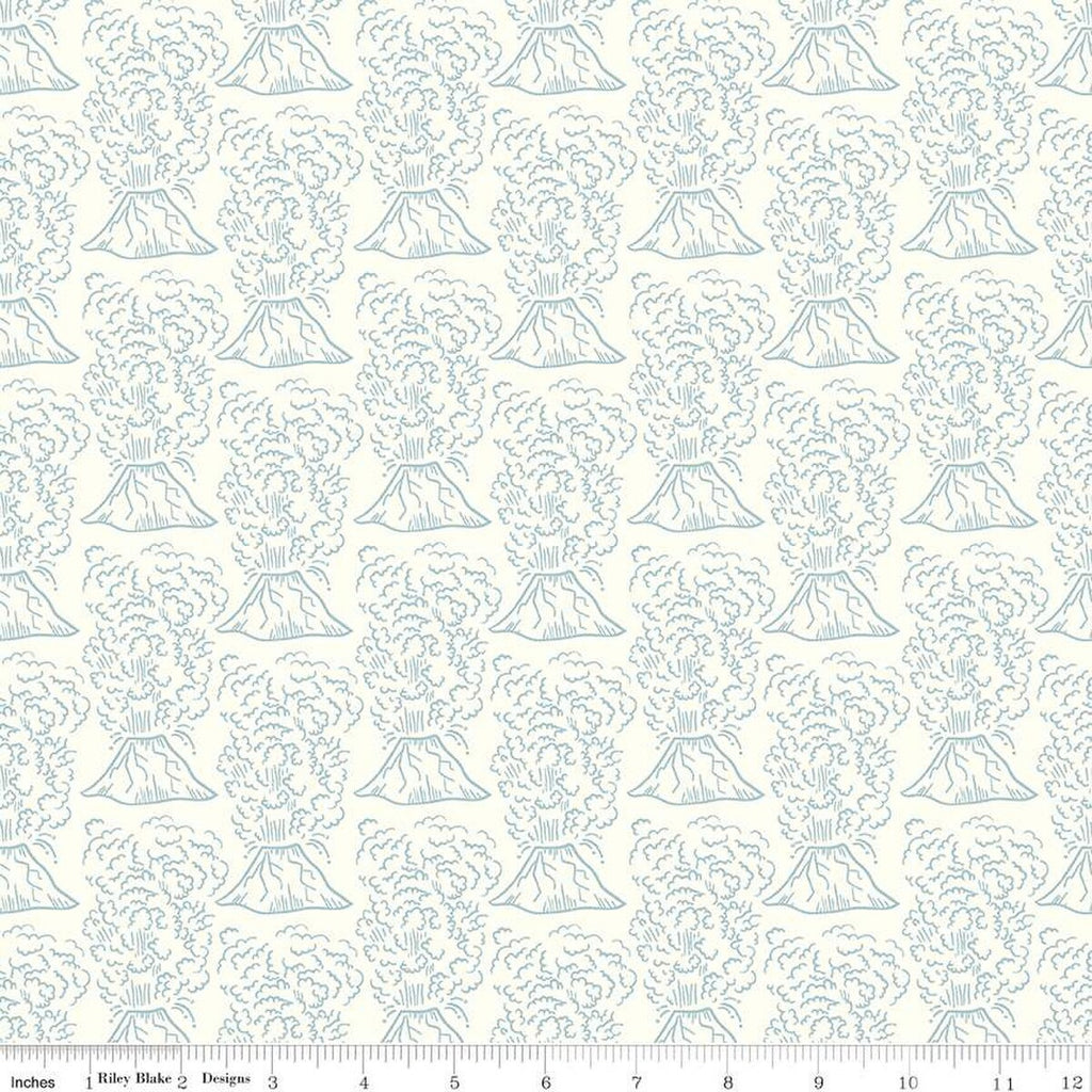 SALE Roar Volcanos C12461 Cream by Riley Blake Designs - Children's Erupting Volcano - Quilting Cotton Fabric