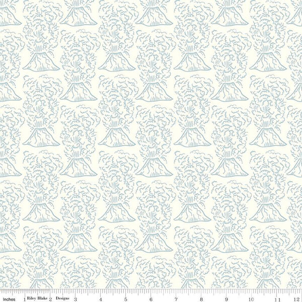 SALE Roar Volcanos C12461 Cream by Riley Blake Designs - Children's Erupting Volcano - Quilting Cotton Fabric